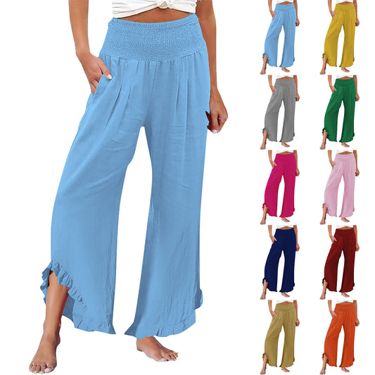 Wide-Leg Trousers - Loose Casual Fit