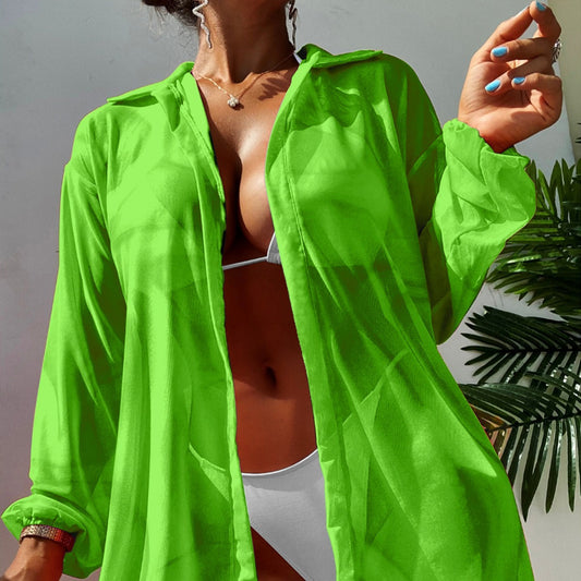 Women's Long-Sleeved Sun-Protective Beach Cover-Up