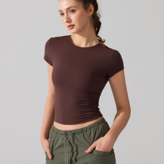 Round-neck Casual Sports Short-sleeve Breathable Quick-drying Yoga T-shirt Tank Top