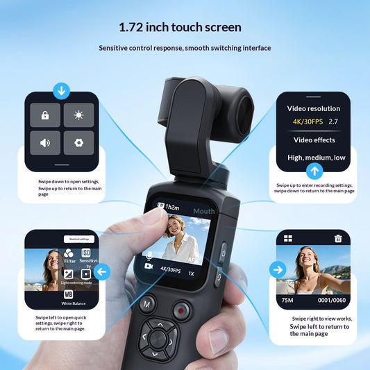 4K Handheld Action Camera With Outdoor Face-tracking Photography