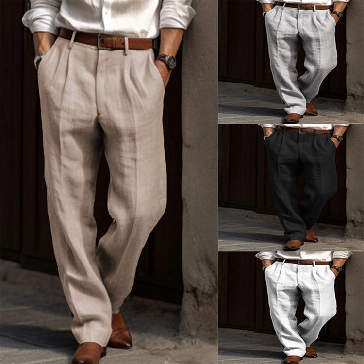 Linen Trousers with Double Pleats