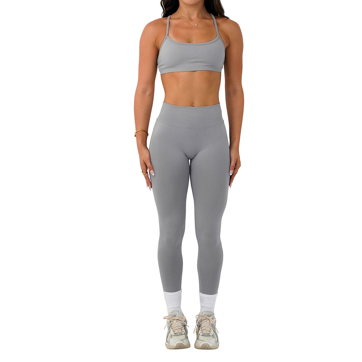 Seamless Yoga Outfit with Back V Waist-Cinching Design