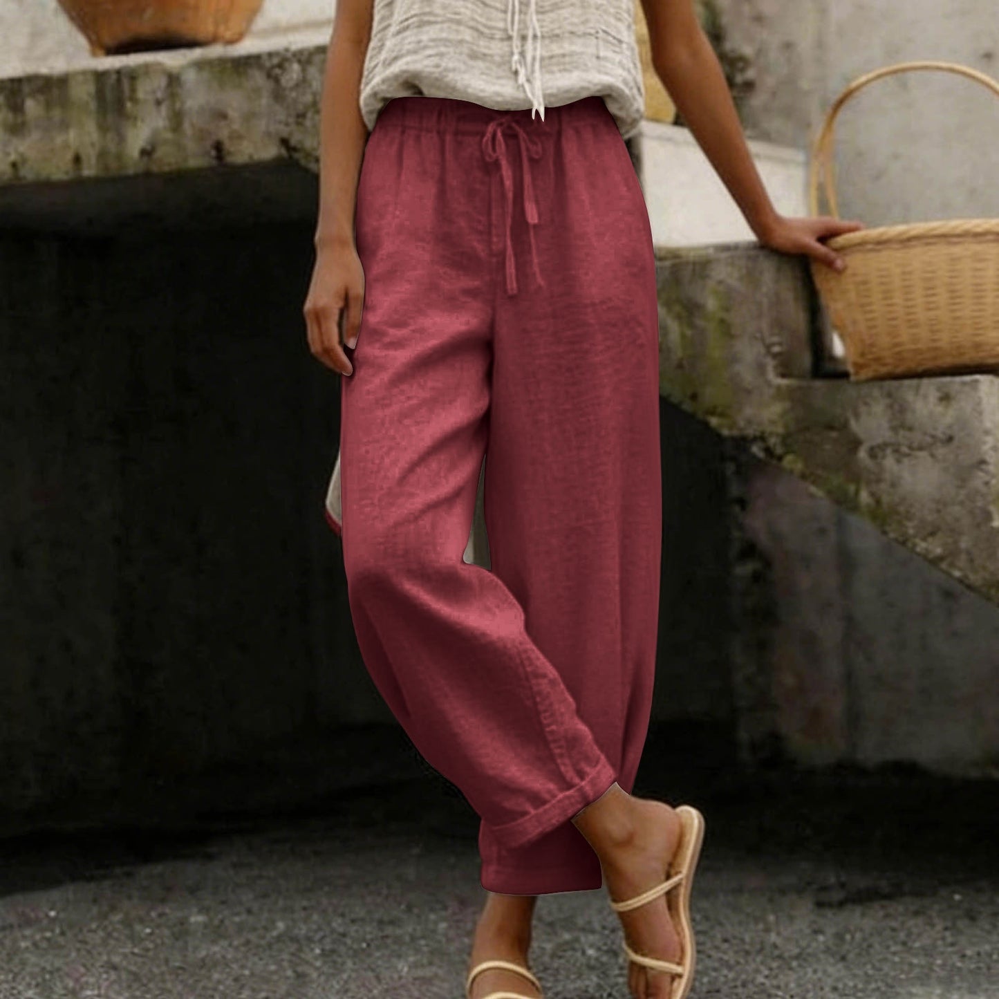 Wide-Leg Pants with Elastic Waist