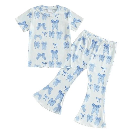 Short-Sleeve Set with All-Over Bow-Knot Print