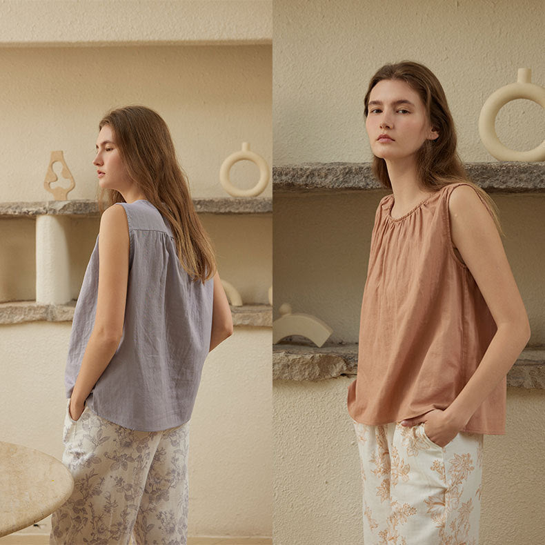 Cotton Double-Layer Gauze Sleeveless Vest