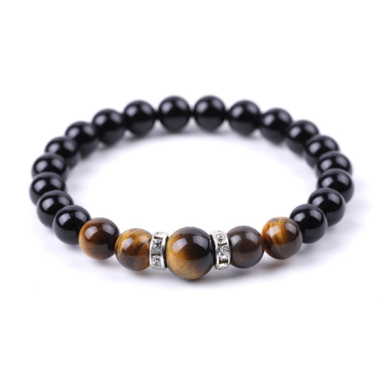 Tiger's Eye and Black Stone Bracelet, 8mm and 10mm