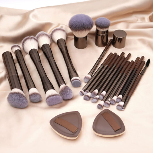 Brown Aluminum Tube Makeup Brush Set