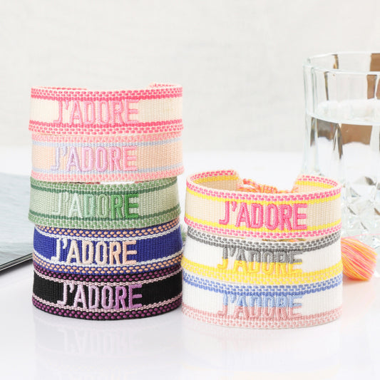 Cotton-Polyester Embroidered Tassel Wristband