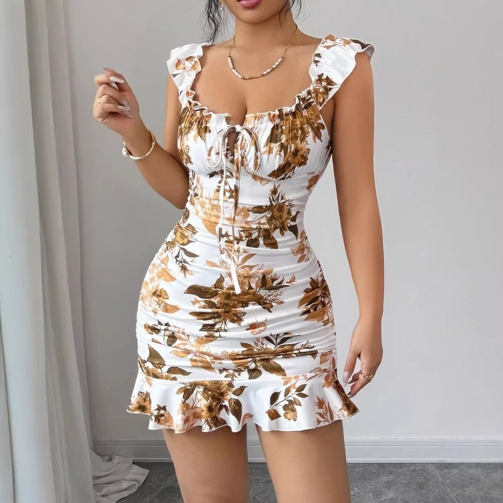 French-style Summer Floral-print Dress