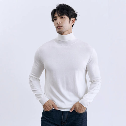 Knit Sweater with Turn-Down Turtleneck