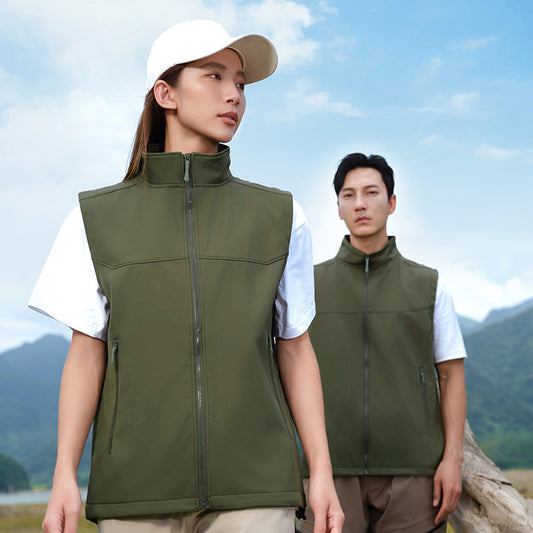 AutumnWinter Patchwork Softshell Jacket With Stand Collar Vest