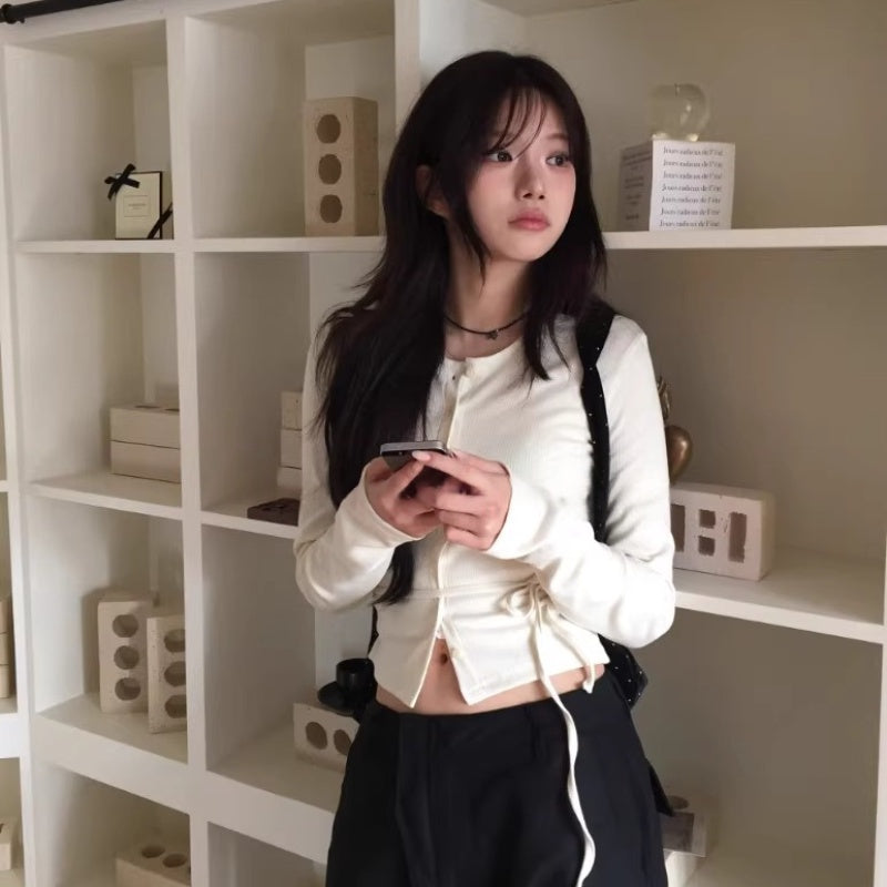 Cardigan T-Shirt with Slim Strap Design