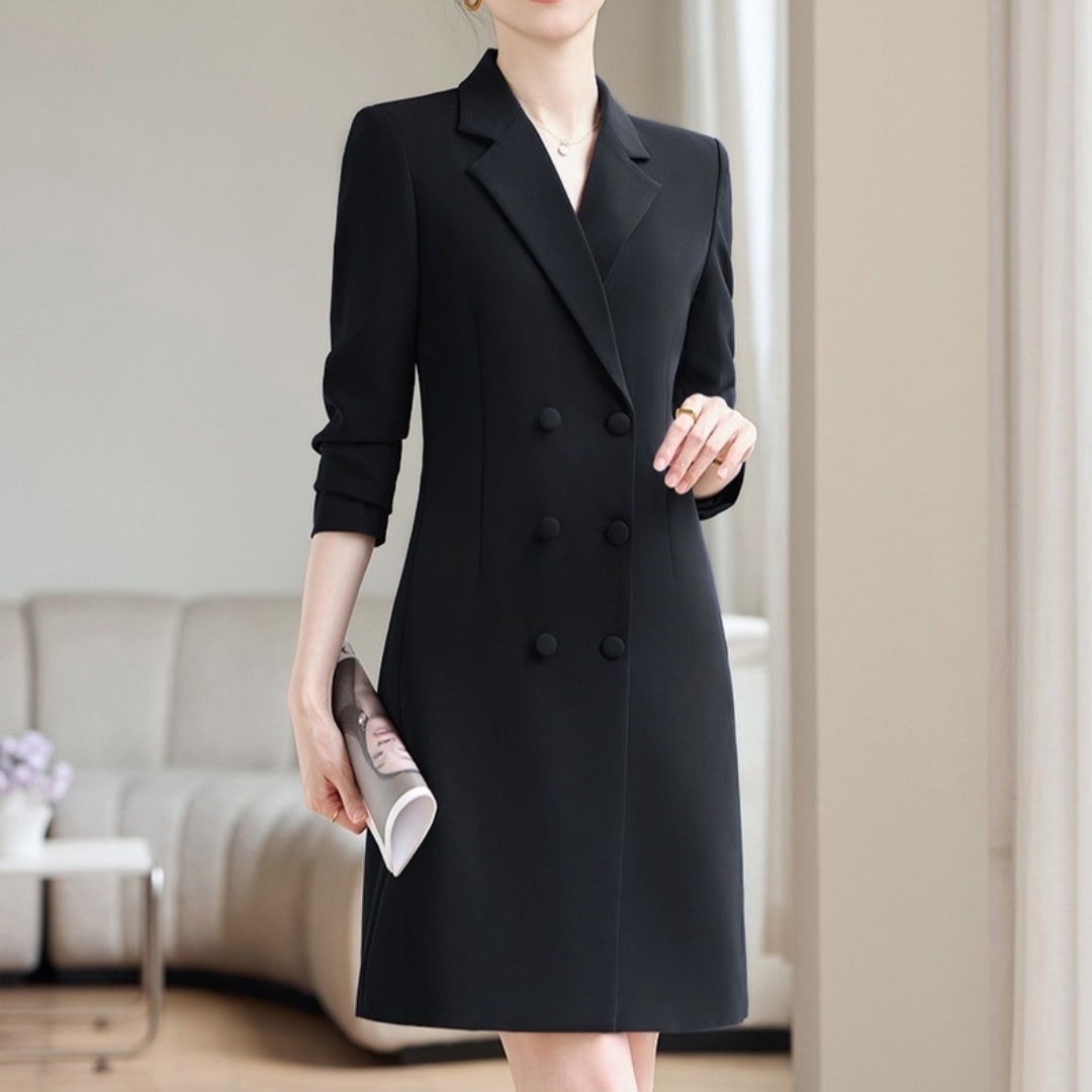 Midi Suit Dress with Stretch Long Sleeves