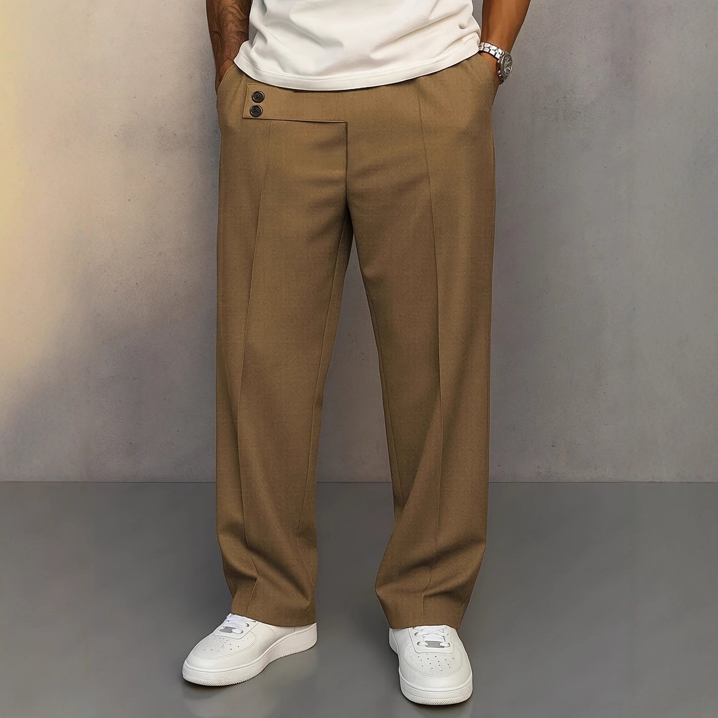 Mens Straight-leg Loose-fit Casual Pants