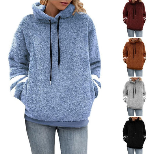 Women's Relaxed-Fit Hoodie, Fur-Panelled & Ribbed